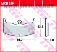 Set placute frana TRW MCB526 - Honda VT 250 F (83-87) - VF 400 F (83-85) - VT 500 E (83-85) - CBX 550 F Supersport (82-84)